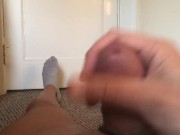Preview 3 of Edging Thick Dick with Lotion, Jizzing all over the floor