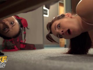 Fake Hostel Two girls have fun anal sex threesome screenshot number 2