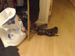 Mature tranny showing his Boobs wanking her cock ,Getting changed v quirky