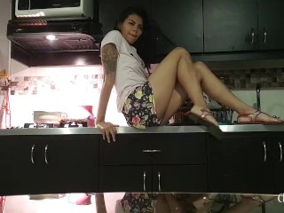petite, fetish, kitchen, solo female
