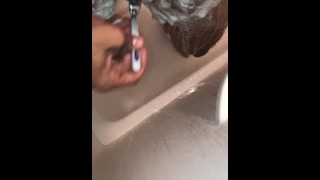 Shaving my dick & cumming at the end