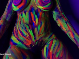 neon, body paint, mesmeratrix, hairy pussy