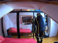 How to put on Cyborg Inflationsuit with Demask Mask over the head