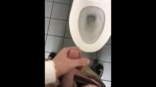 STRAIGHT man JERKS OFF in PUBLIC RESTROOM