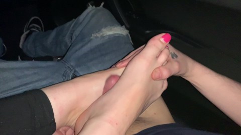 POV footjob huge cumshot