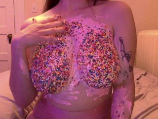 food porn, big naturals, big tits, cake icing tits