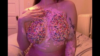 DDD Cupcakes With Sloppy Frosting And Covered In Sprinkles
