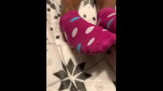 Cute teen girl socks up close pov