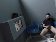 Preview 5 of Bearded white man sucking and fucking a black cock at a gloryhole