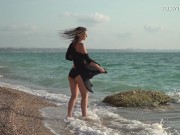 Preview 1 of Kim Nadara sexy gymnastics by the sea