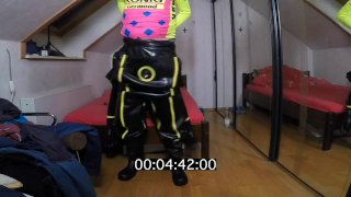 How long it need for slip on in inflatable MD-Latex Cyborg Suit