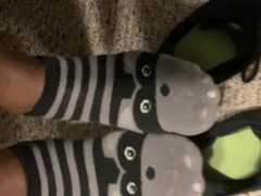 Ebony teen girl takes off shoes after class ASMR