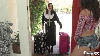 Before 69Ing A Slutty Teen Lesbian Fingers And Toys With Her Nun Stepsis