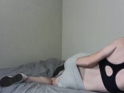Preview 2 of First Video! Bringing myself to a shaking orgasm after workout!