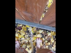 Girl's Quick Outside Piss On Local Fence