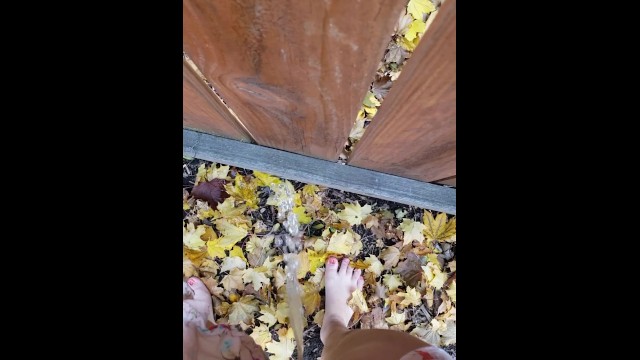Girl's Quick Outside Piss On Local Fence