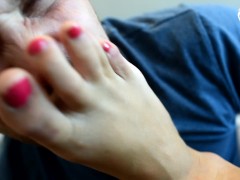 Cheating husband gets  by feet