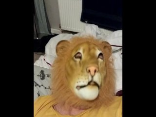 Hot lion jerks off. 