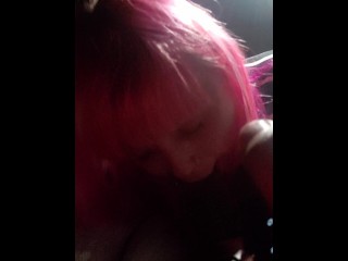 Sloppy head in_the car while we_wait on our Ihop to go order.