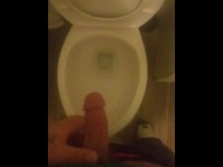 Big cock gets jerked till cum splats everywhere