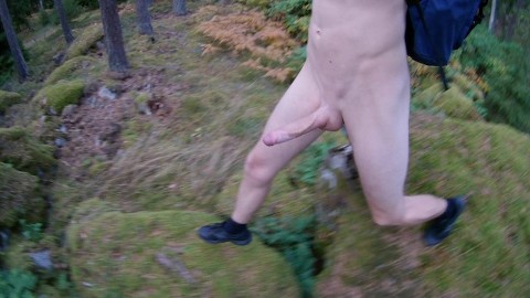 The best kind of hiking - all nude, 8inch dick & smooth body
