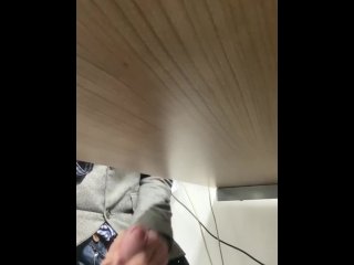Under the desk work office wank masturbating public secret