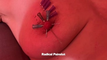 Needle Torture for Submissive Painslut Tits Nipples & Pussy