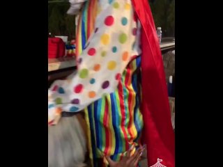 clown, public, blowjob, bartender