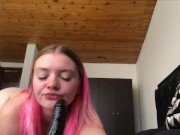 Preview 4 of Epic dildo blowjob / throatjob by thick white girl