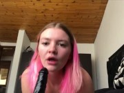 Preview 5 of Epic dildo blowjob / throatjob by thick white girl