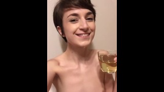 Hairy Girl Drinks Her Pissed-Off Piss