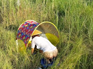 NO PANTIES Biking to my hidden SunBath_spot# My PUSSY like_Sun Tanning:)