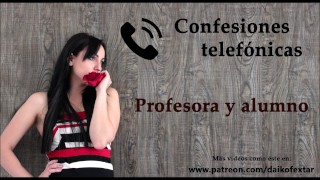 スペイン語での電話の告白教師とその生徒