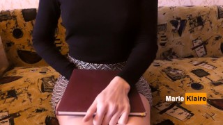 Masturbation in the office during an interview, play pussy public