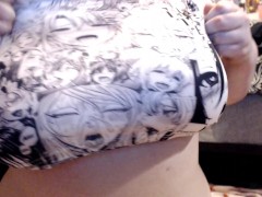 Bouncing Ahegao Girls - 40DDD Tits Covered in Anime Girls and Played With