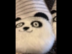 Teen girl takes off boots sock up close ASMR