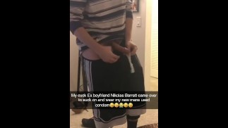 Cuck 前男友尼古拉斯·巴雷特 （Nikolas Barrett） 吸吮并戴着用过的避孕套