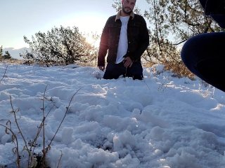 milf, big ass, snow, outdoors