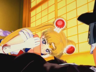 sailor moon, blonde, teen handjob, tuxedo