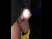 Preview 3 of JACKING OFF Outdoors - CONDOM filled with MILK and CUM ** PART 2 **