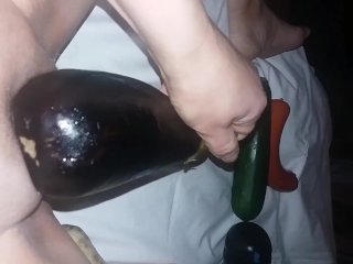 toys, verified amateurs, pussy deep, eggplant insertion