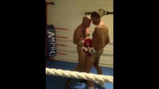 Two Boxers Spar Naked While Wearing Hard Ons