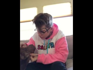 Petting a cute dog ALMOST CAUGHT