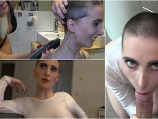 milf, buzzcut, shaved head, tattooed women