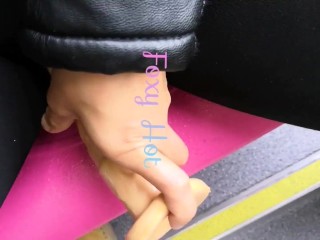 Second part Foxy hot masturbates with her dildo on public transport