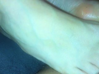 Amateur Footjob #42 Close Up Toes Playing with Balls,Ballbusting andCum