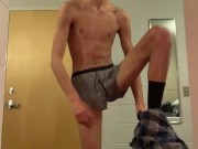 Preview 4 of Cute Uncut boy skinny Teen Stripping and Messing Around XD