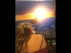 Painting ship on sunset