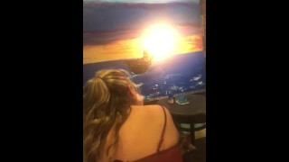 Painting ship on sunset