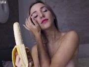 Preview 1 of Slutty teen cum with banana